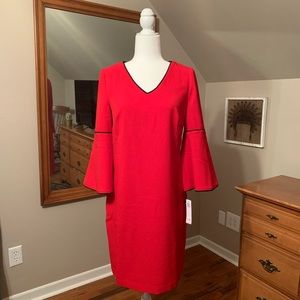 NWT Sandra Darren Red Bell Sleeve Dress